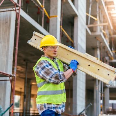 Hard working construction worker